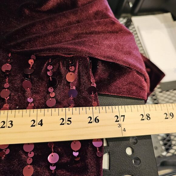 Quacker Factory Sequin Vlevet V-Neck Velour Blouse Shirt Women's 2X XXL NWT NEW - Picture 5 of 6